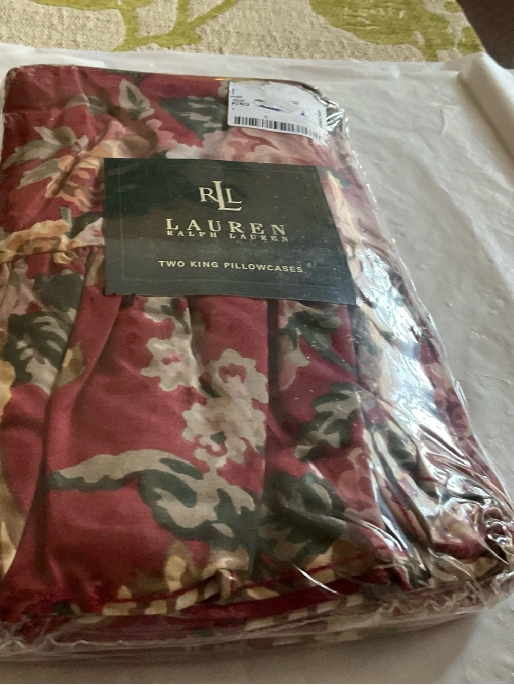 Ralph Lauren Marseilles Red Floral 2xKING Premium Pillowcases- Vintage, New PKG